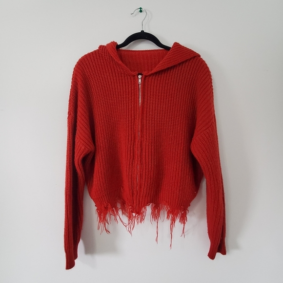 Knit Zip Up Hoodie - Picture 1 of 7